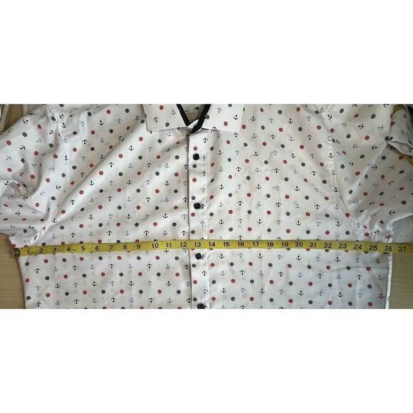 BC Collection Button Up Shirt Men’s  White Nautical Print‎ Short Sleeve 3XL - Picture 5 of 5